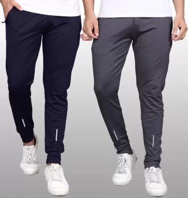 wildborn Printed Men Dark Blue, Grey Track Pants