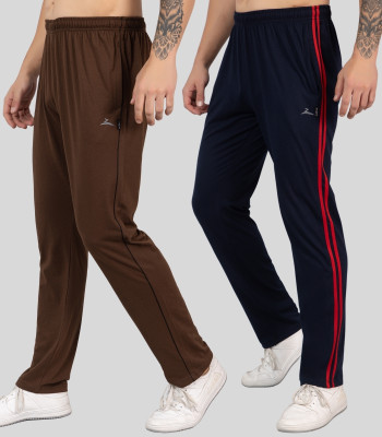 Zeffit Solid Men Brown, Dark Blue Track Pants