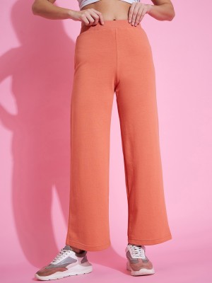 98 Degree North Solid Women Orange Track Pants