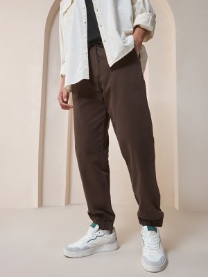 BEWAKOOF Solid Men Brown Track Pants