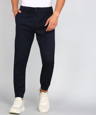 WROGN Solid Men Blue Track Pants