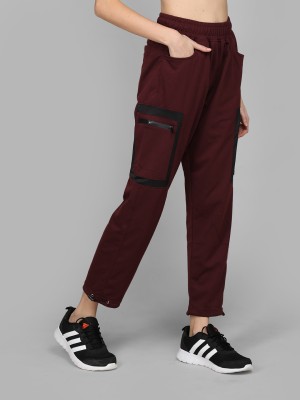 CHKOKKO Solid Women Purple Track Pants