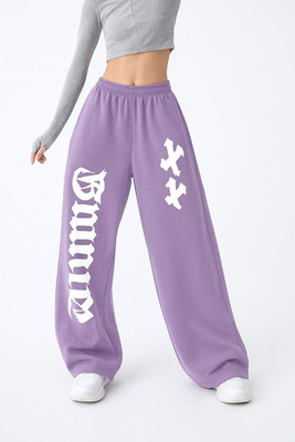 LUGRANTHA Printed Women Purple Track Pants