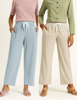Swadeshitrader Solid Women Beige, Grey Track Pants