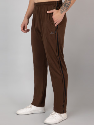 Zeffit Solid Men Brown Track Pants