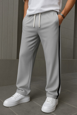 NFTRENDLYY Striped Men Grey Track Pants