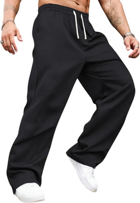 Dockstreet Solid Men Black Track Pants