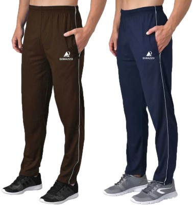 Diwazzo Striped Men Brown, Dark Blue Track Pants