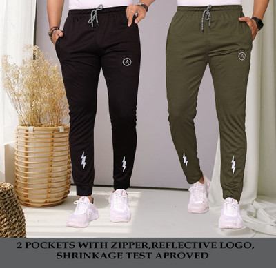 ANAND Printed Men Black, Green Track Pants