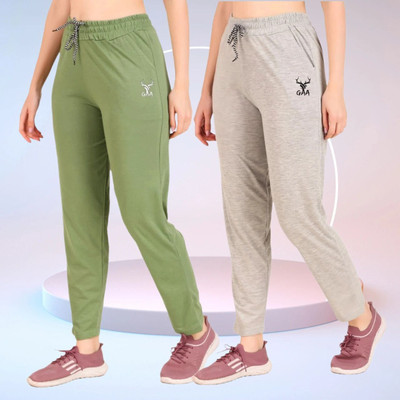 GAA Solid Women Light Green, Grey Track Pants