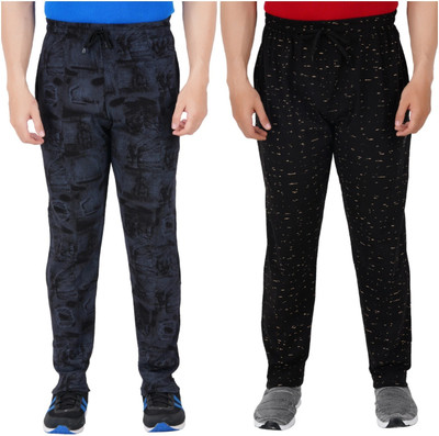 Guide Printed Men Black, Dark Blue Track Pants