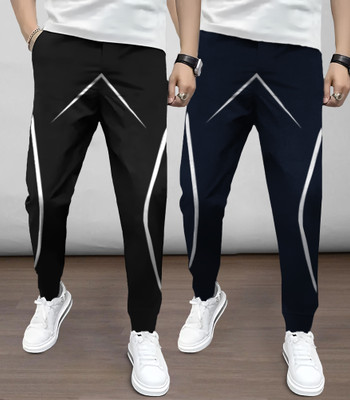 TRIPR Printed Men Black, Blue Track Pants