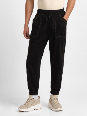 NOBERO Solid Men Black Track Pants