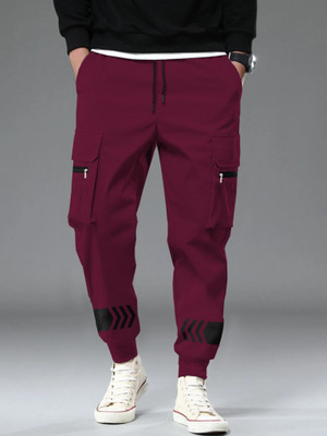 TRIPR Solid Men Maroon Track Pants