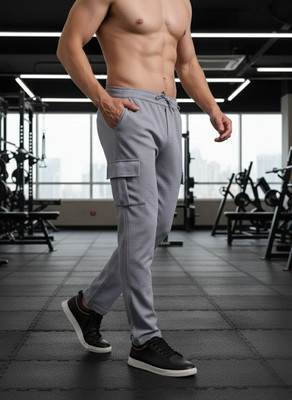 INDICLUB Self Design Men Grey Track Pants