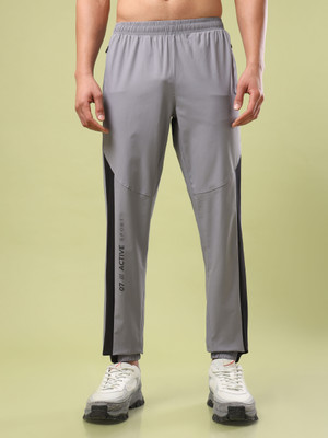 TECHNOSPORT Solid, Striped Men Grey Track Pants