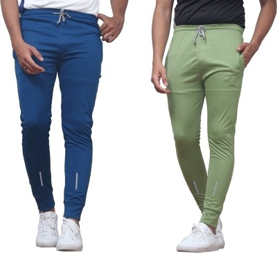 POPLENS Solid Men Blue, Light Green Track Pants