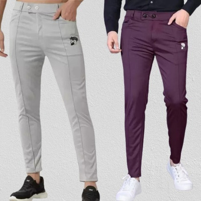 kkgarment Solid Men Grey, Purple Track Pants