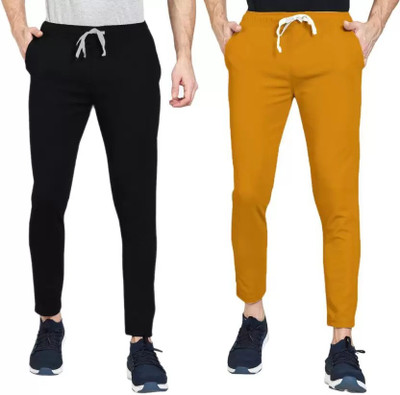 GLADLY Solid Men Black, Yellow Track Pants