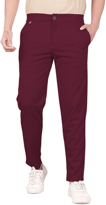 Gopssss Solid Men Maroon Track Pants