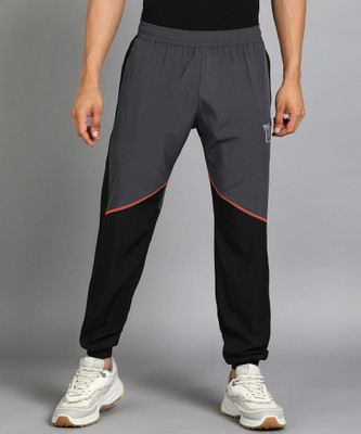 YUNEK Colorblock Men Grey Track Pants