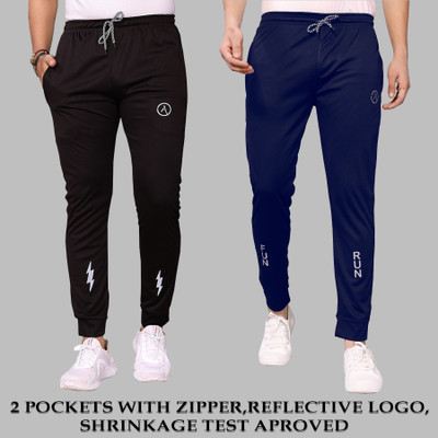 ANAND Printed Men Black, Dark Blue Track Pants