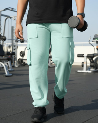 BEWAKOOF Solid Men Green Track Pants