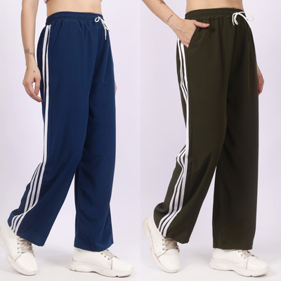 Aileyis Striped Women Blue, Dark Green Track Pants