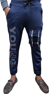 Mindsart Trending Solid Men Blue Track Pants
