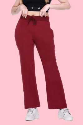 White Moon Solid Women Maroon Track Pants