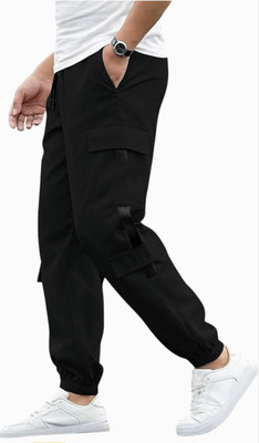ANAS FASHON Self Design Men Black Track Pants