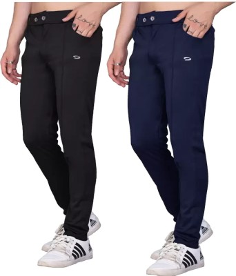 ynam Slim Fit Men Black, Dark Blue Trousers