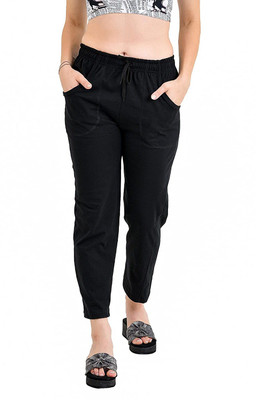 Accustyle Solid Women Black Track Pants