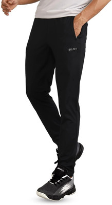 BOLDFIT Activewear Solid Men Black Track Pants