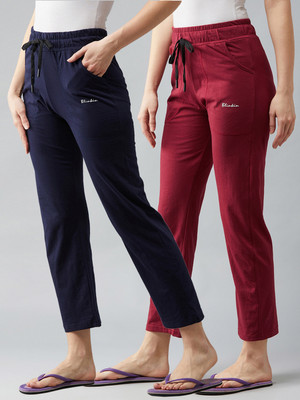 BLINKIN Solid Women Maroon, Blue Track Pants