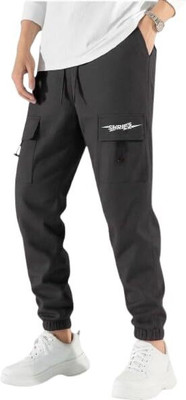 SHRIEZ Solid Men Grey Track Pants