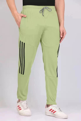 GAJVU Striped Men Dark Green Track Pants