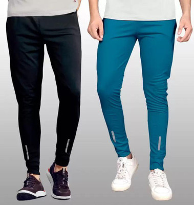 DRB CREATION Solid Men Black, Blue Track Pants