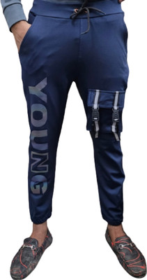 MindsArt Printed Men Blue Track Pants