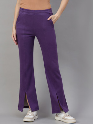 98 Degree North Solid Women Purple Track Pants