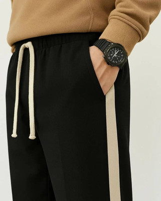 NFTRENDLYY Striped Men Black Track Pants