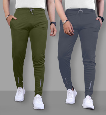 Suzaro Solid Men Grey, Olive Track Pants