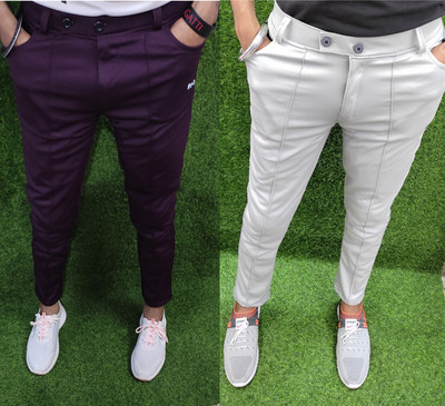 Eetma Solid Men Maroon, White Track Pants