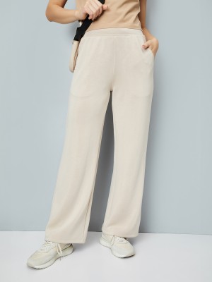 MAX Solid Women Beige Track Pants