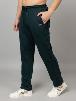 YHA Solid Men Dark Green Track Pants