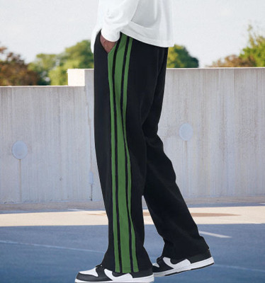 CULISH Striped Men Black Track Pants