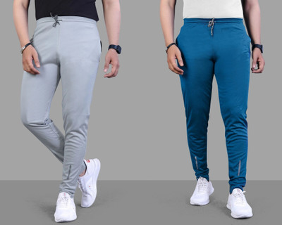 Z-DEVIL Solid Men Grey, Blue Track Pants