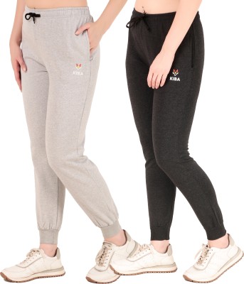 Kiba Retail Solid Women Black, Grey Track Pants