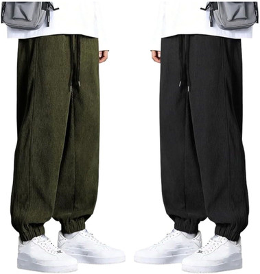 Leriya Fashion Solid Men Green, Black Track Pants
