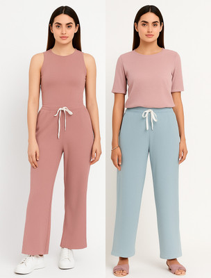 Swadeshitrader Solid Women Grey, Pink Track Pants